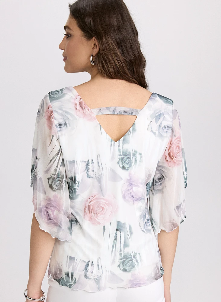 Blouse à motif de roses