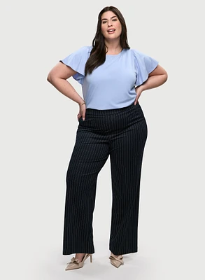 Flutter Sleeve T-Shirt & Pull-On Straight Leg Pants