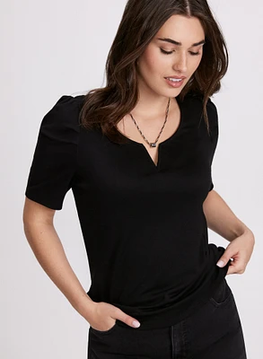 Puff Sleeve V-Neck Blouse