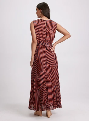 Robe maxi en chiffon à rayures