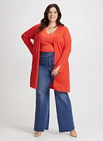 Lateral Slit Patch Pocket Cardigan