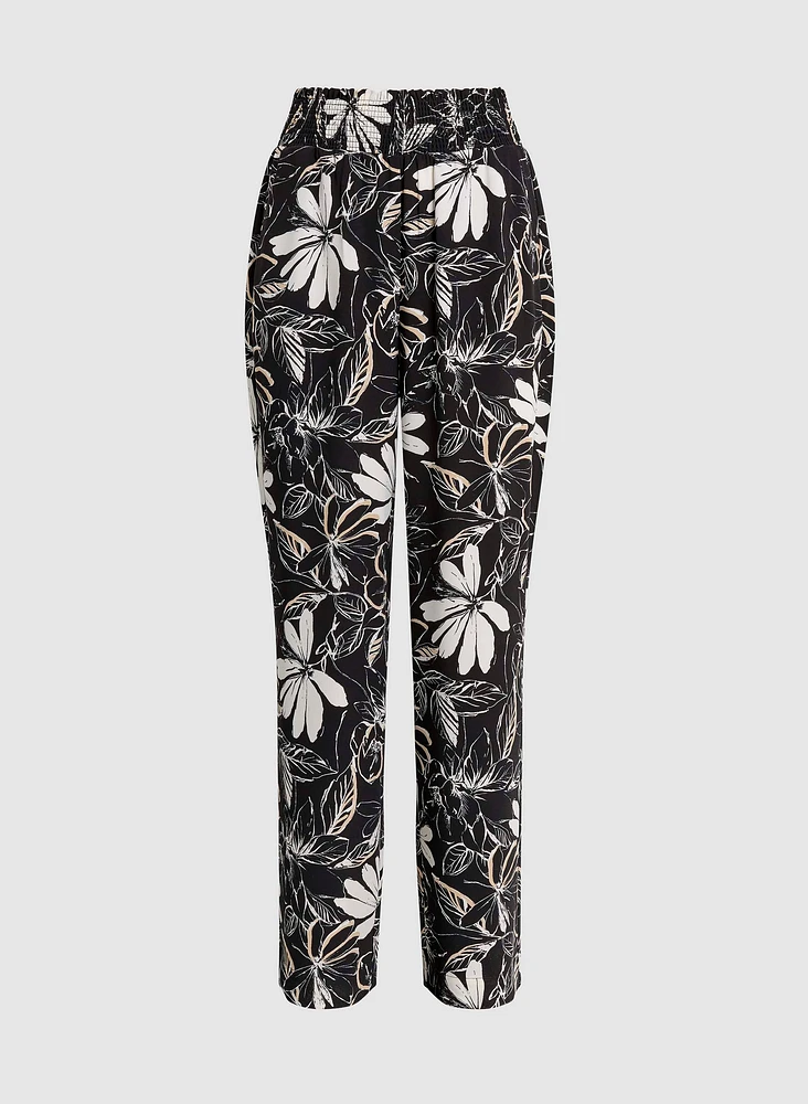 Pantalon floral à jambe large