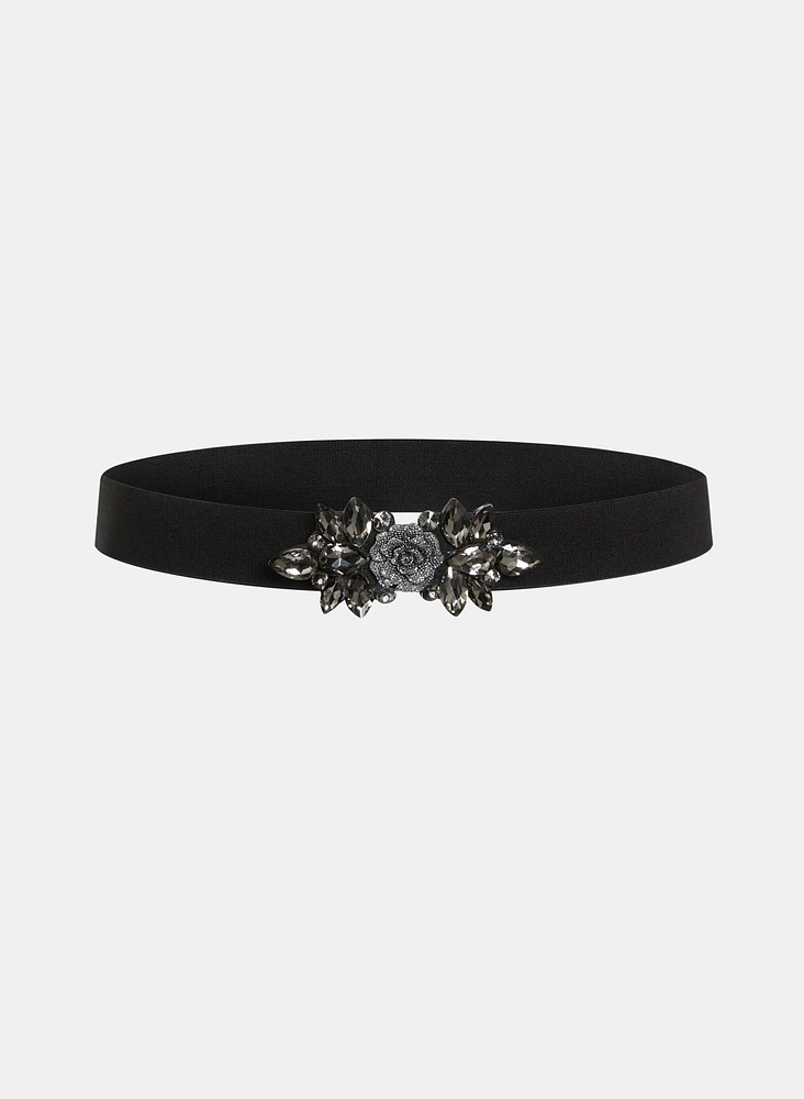 Crystal Rose Embellished Belt - Plus