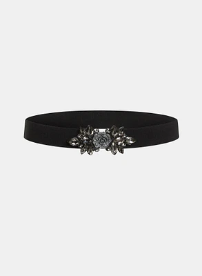 Crystal Rose Embellished Belt - Plus