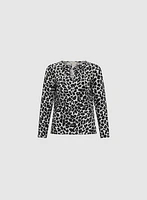 Animal Print Keyhole Detail Blouse