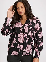 Blouse florale à détail noué