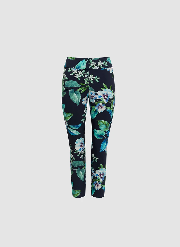 Pull-On Floral Ankle Pants