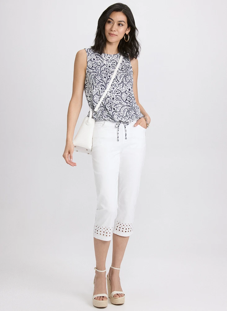 Printed Drawstring Top