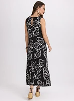 Robe maxi à motif de feuilles