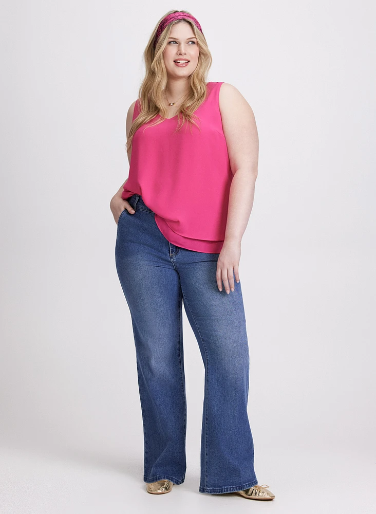 Blouse sans manches à effet superpos