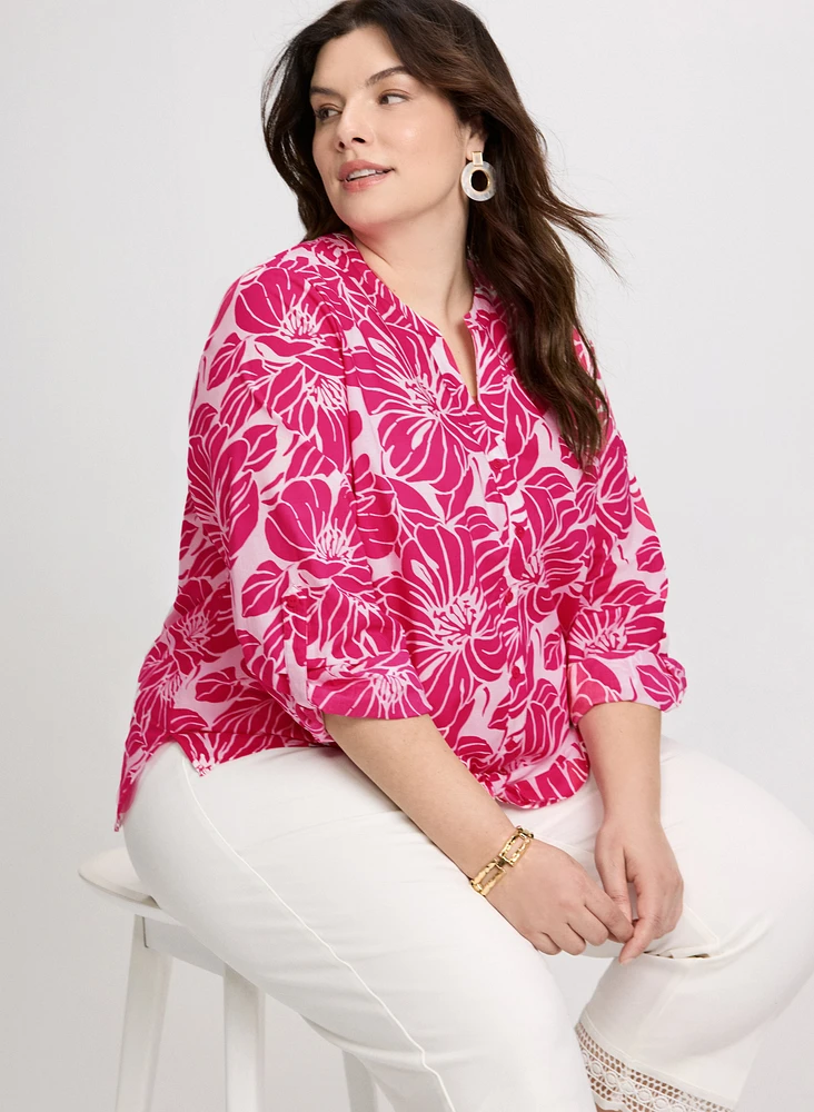 3/4 Sleeves Floral Blouse