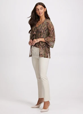 Paisley Print Cover-Up & Slim Leg Pants