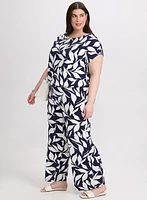 Pantalon Olivia à motif de feuilles