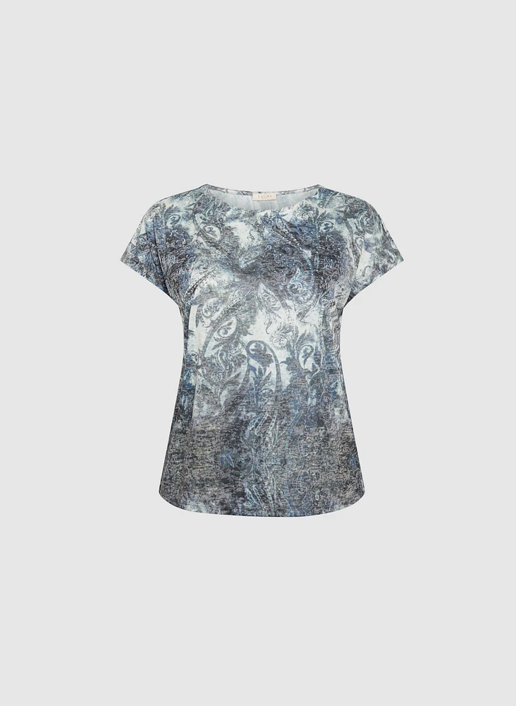 Paisley Print Burnout T-Shirt