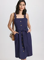 Robe boutonnée en mélange de lin