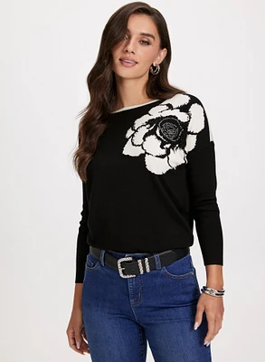 Pull floral à manches dolman