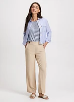 Short Linen-Blend Shacket & Wide-Leg Crepe Pants