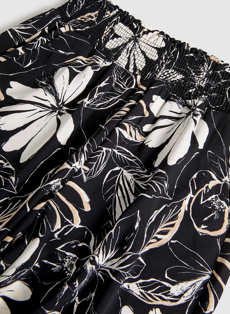 Pantalon floral à jambe large