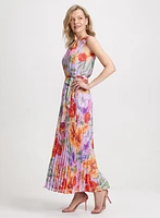 Long Tropical Pleated Dress