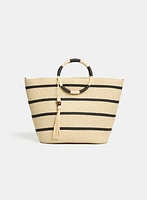 Striped Straw Tote Bag