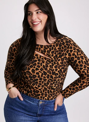 Leopard Print Cut-Out Top