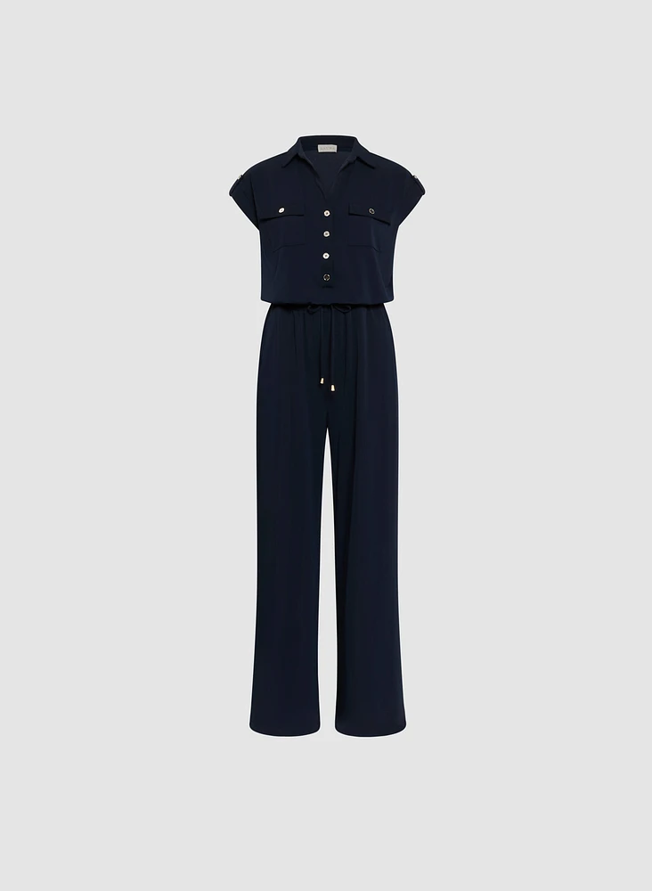 Button Down Jersey Jumpsuit