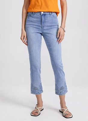 Embroidered Capri Jeans