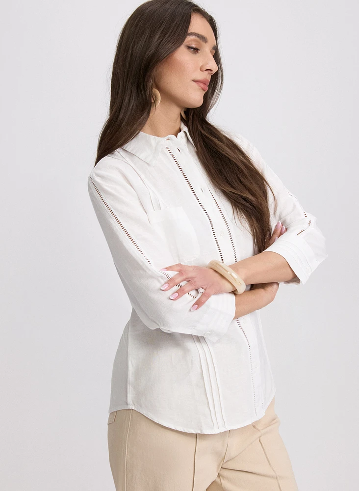 Blouse en mélange de coton et lin