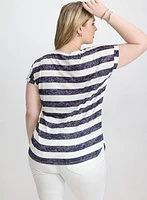 T-shirt rayé à pierres