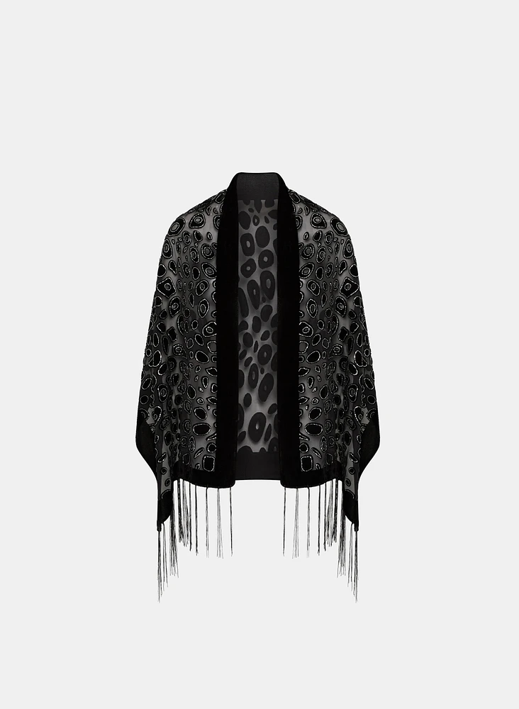 Leopard Print Fringe Hem Wrap