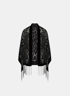 Leopard Print Fringe Hem Wrap