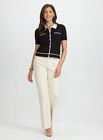 Contrast Knit Polo Top