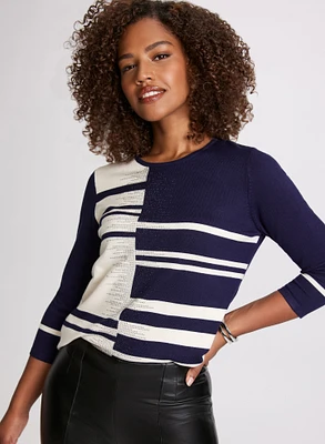 Colour Block Stone Embellished Sweater