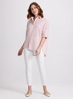 Blouse rayée en mélange de coton