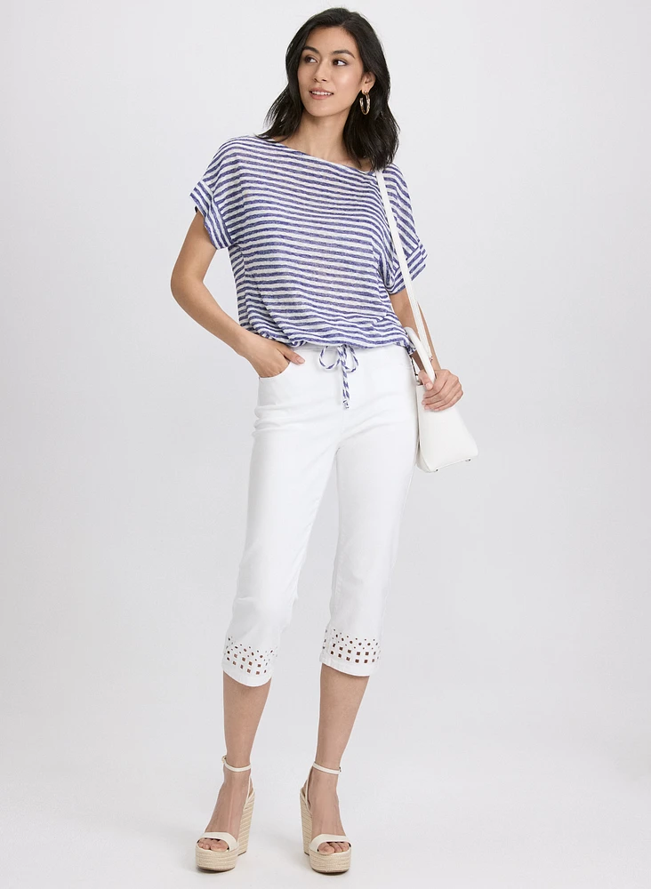Striped Drawstring Top