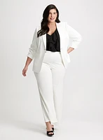 Blazer à col tailleur et pantalon à enfiler à jambe évasée