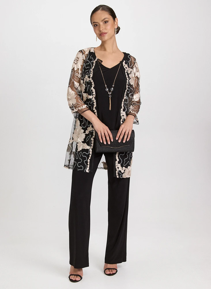 Lace Jacket, Top & Pants Set