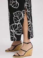 Robe maxi à motif de feuilles
