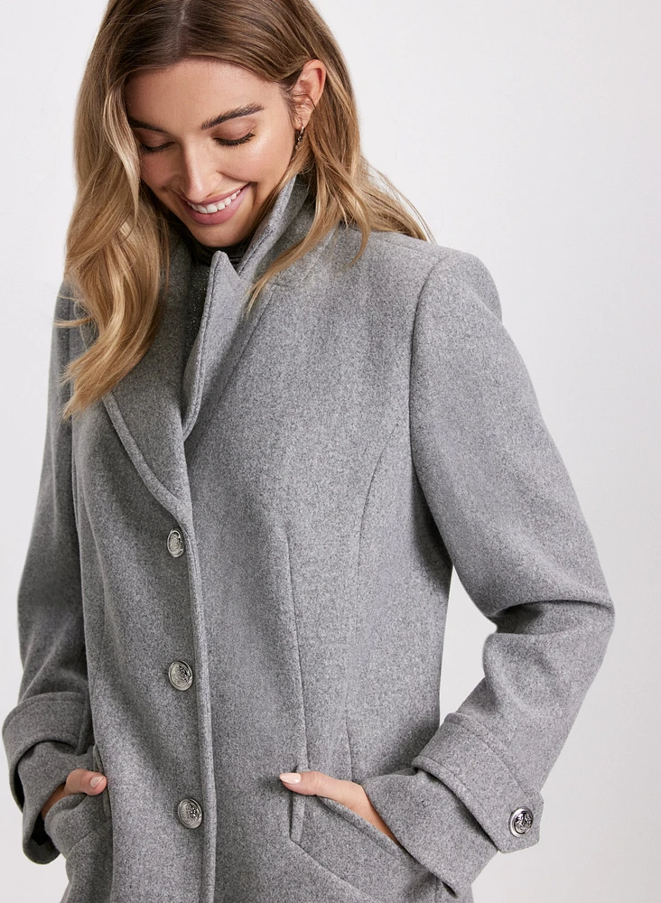 Manteau boutonné en mélange de laine