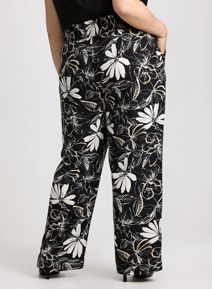 Pantalon floral à jambe large