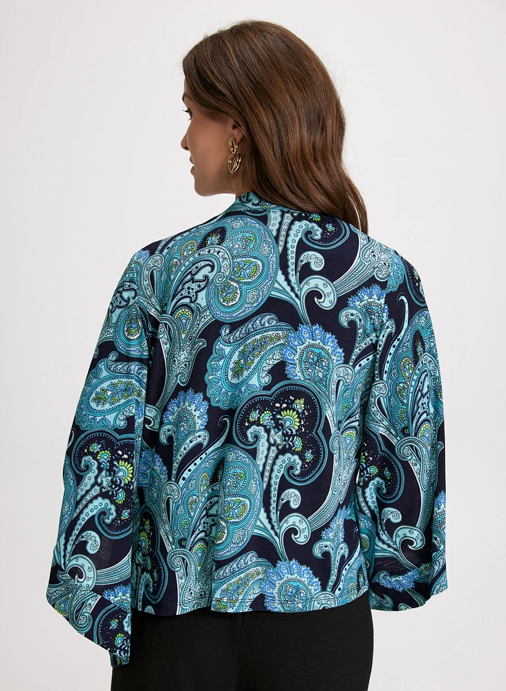 Paisley Open-Front Layering Top