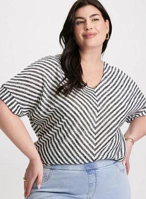 Diagonal Stripes Short Sleeve Top