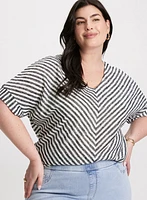 Diagonal Stripes Short Sleeve Top