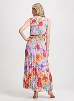 Long Tropical Pleated Dress