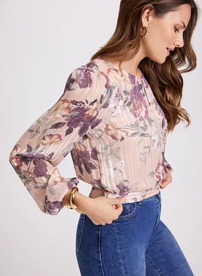 Blouse florale à taille froncée