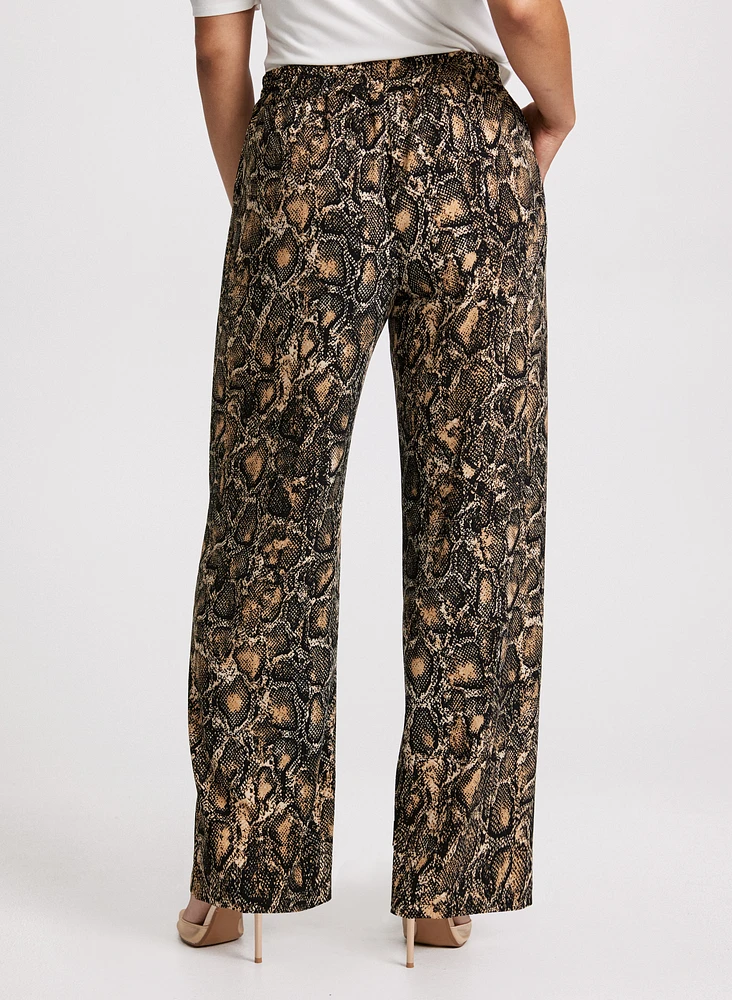 Pantalon Olivia à jambe large motif peau de serpent