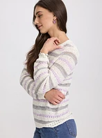 Pull rayé en tricot pointelle