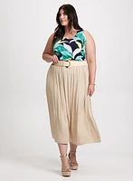 Leaf Print Sleeveless Top & Satin Maxi Skirt