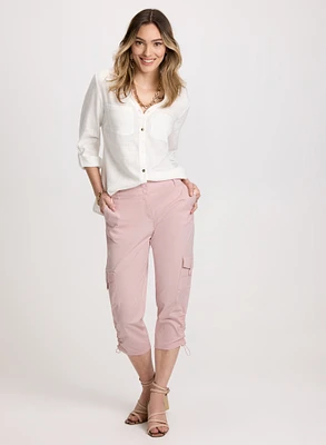 Blouse en mélange de lin et pantalon cargo