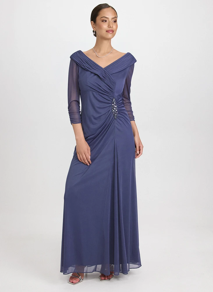 Mesh Wrap-Style Dress